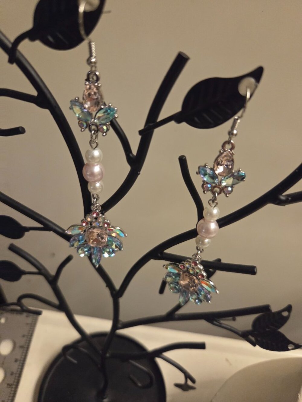 Pretty pastel pearl dangle earrings